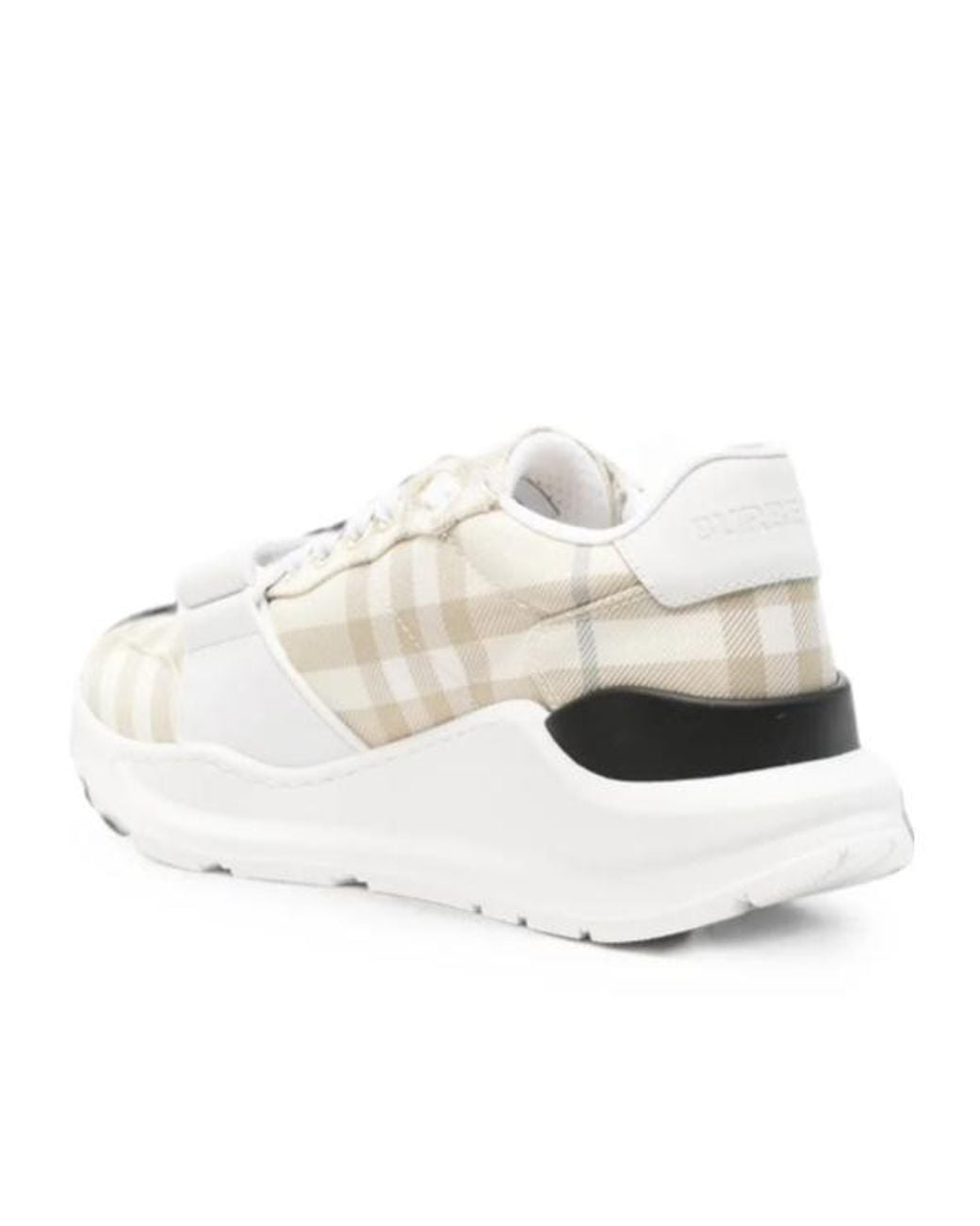 Burberry White Check-Pattern Touch-Strap Sneakers