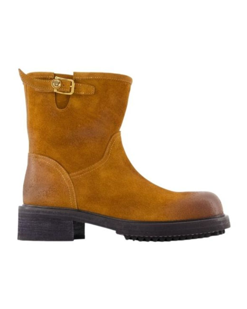 Versace Brown Round-Toe Short Boots for men