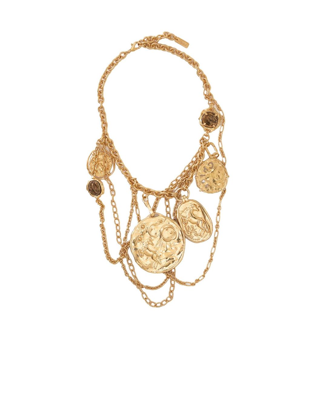 Chloé Metallic Chain Necklace Stacked