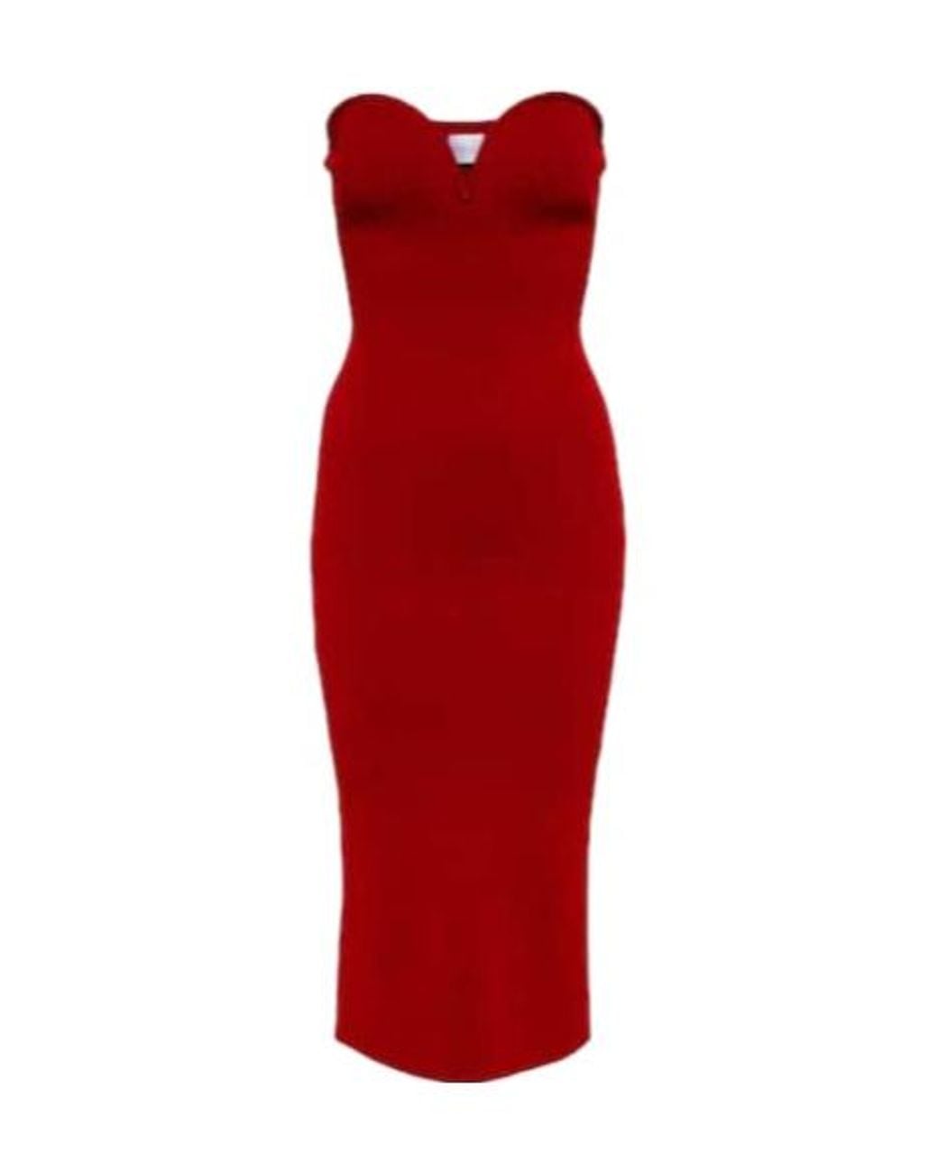 Galvan Red Thalia Bustier Midi Dress