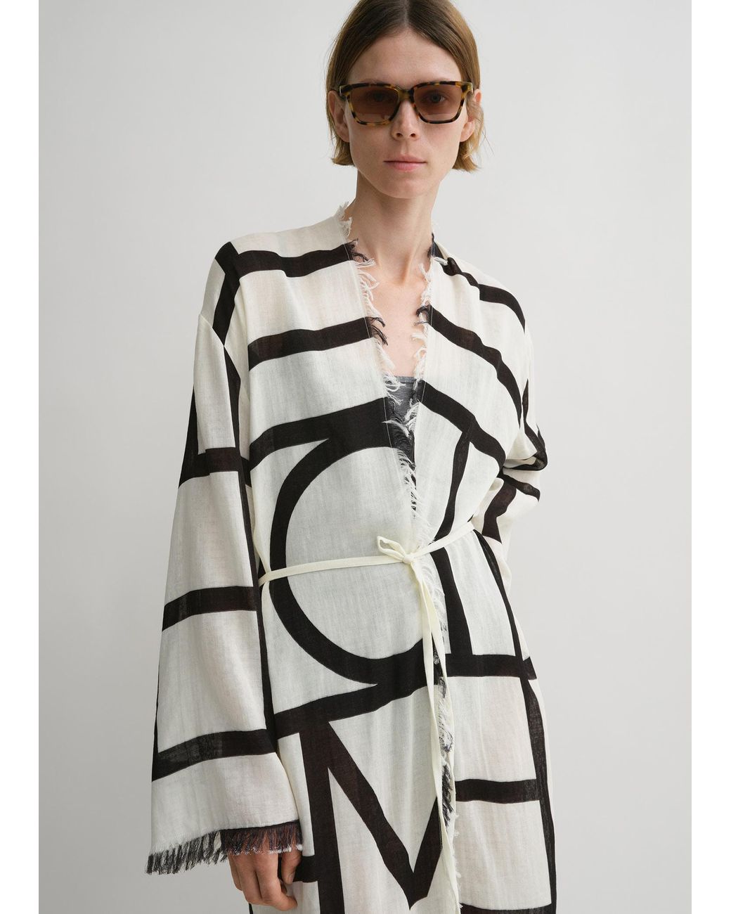 Totême  White Geometric-Print Wrap Dress