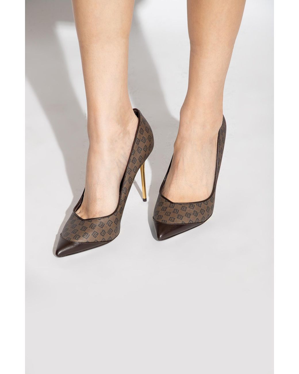 Balmain Multicolor Monogrammed Pointed-Toe Pumps