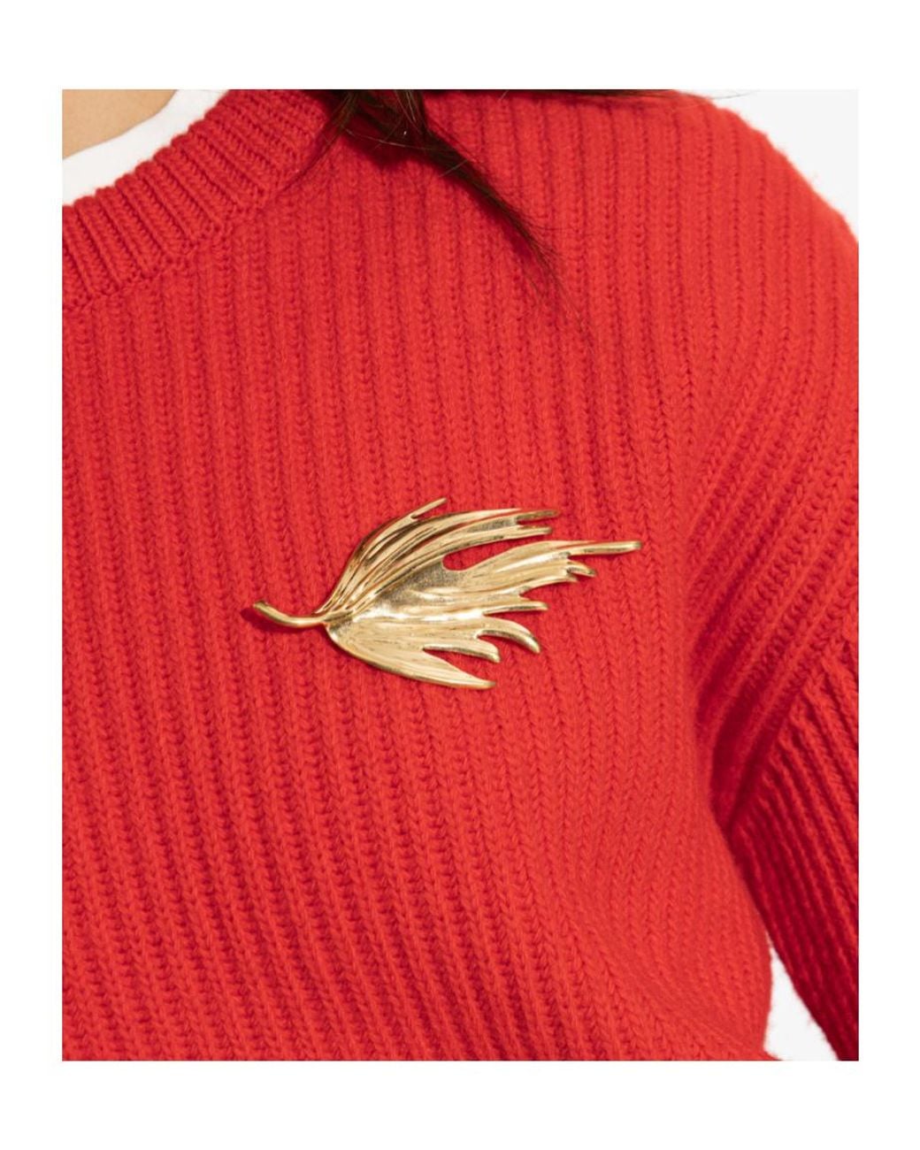 Jil Sander Metallic Sculpted Leaf Brooch