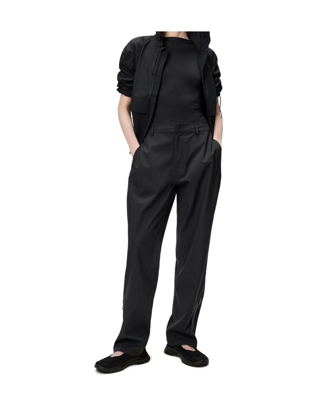 Rains Black Belt Loop Casual Pants for men