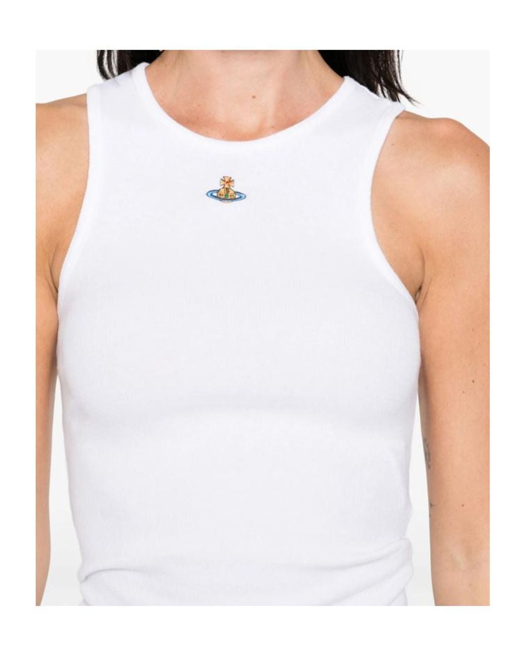 Vivienne Westwood White Slim Logo Tank Top