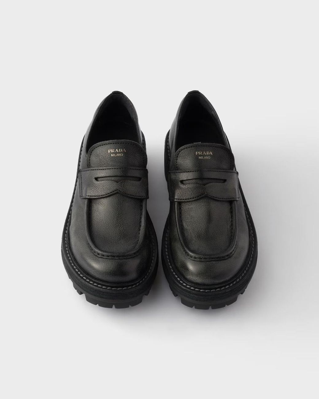 Prada Black Round-Toe Slip-On Loafers
