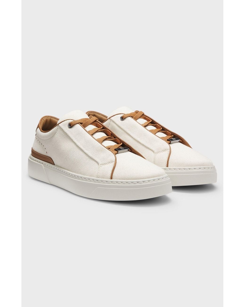 Boss Brown Gary Trainers With Canvas Uppers And Leather Trims for men