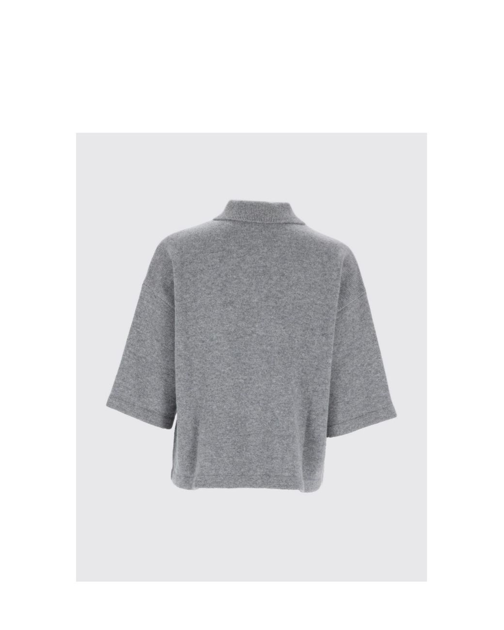 FRAME Gray Cropped Cashmere Polo Top