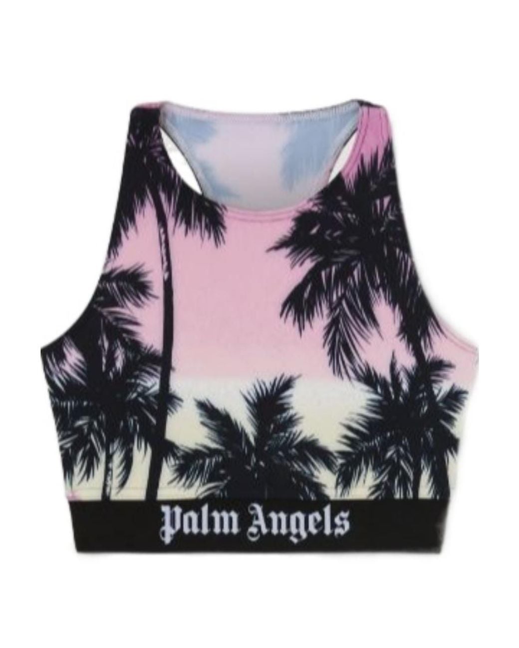 Palm Angels Black Sunset Printed Sport Top