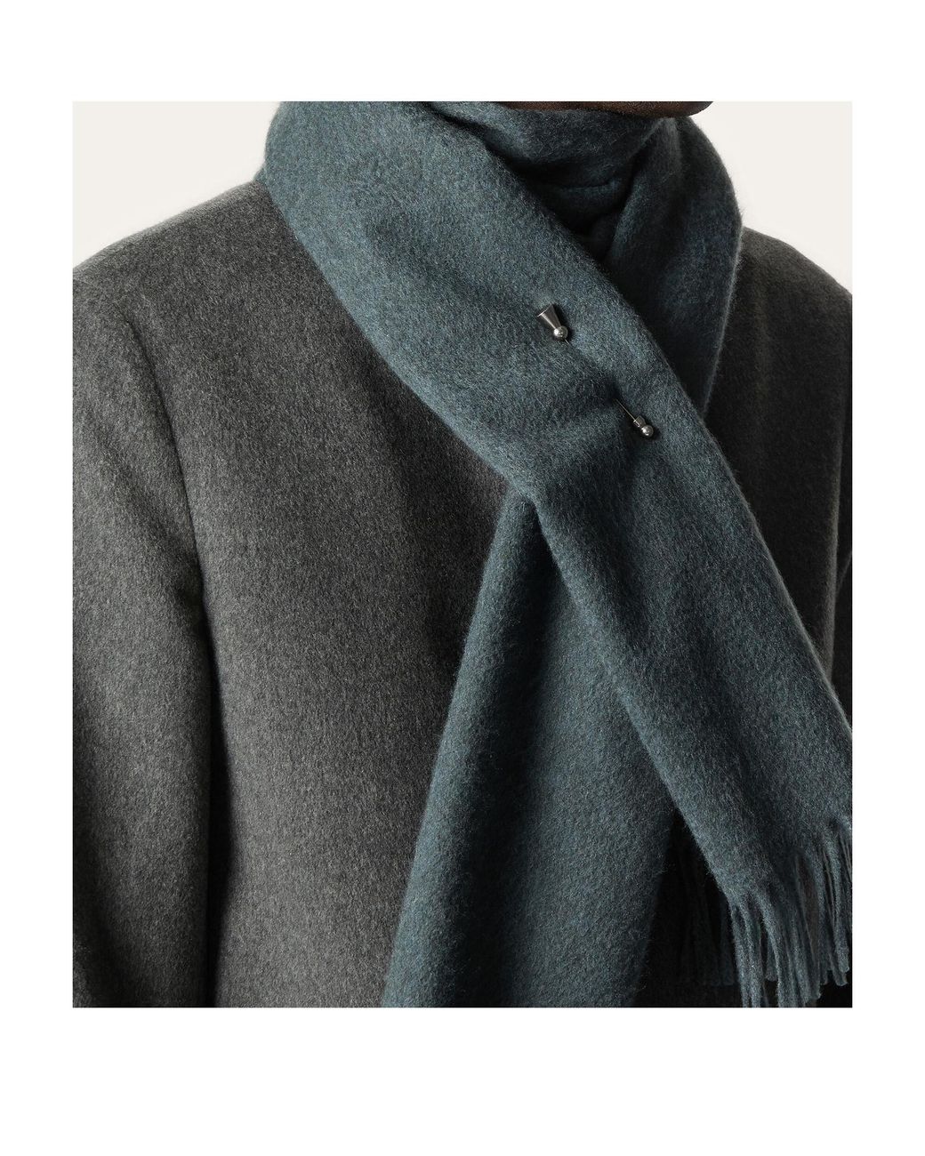Loro Piana Blue Grande Unita Fringed-Edge Scarf for men