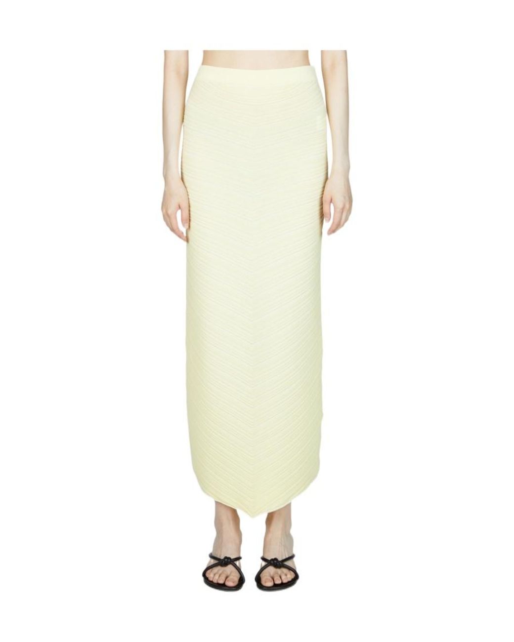 Bottega Veneta White Rib Midi Skirt