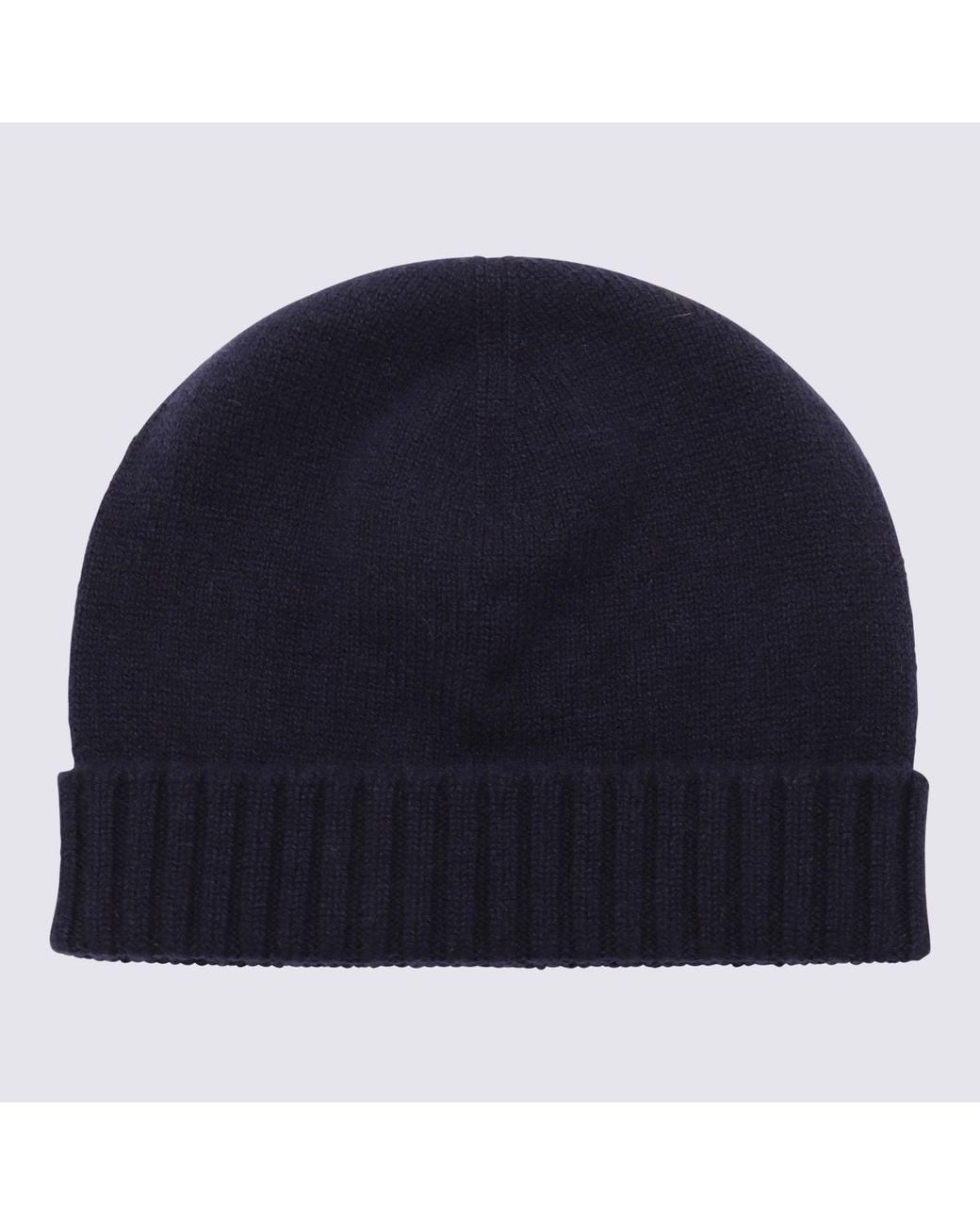 Malo Blue Fine-Knit Turn-Up Brim Beanie for men