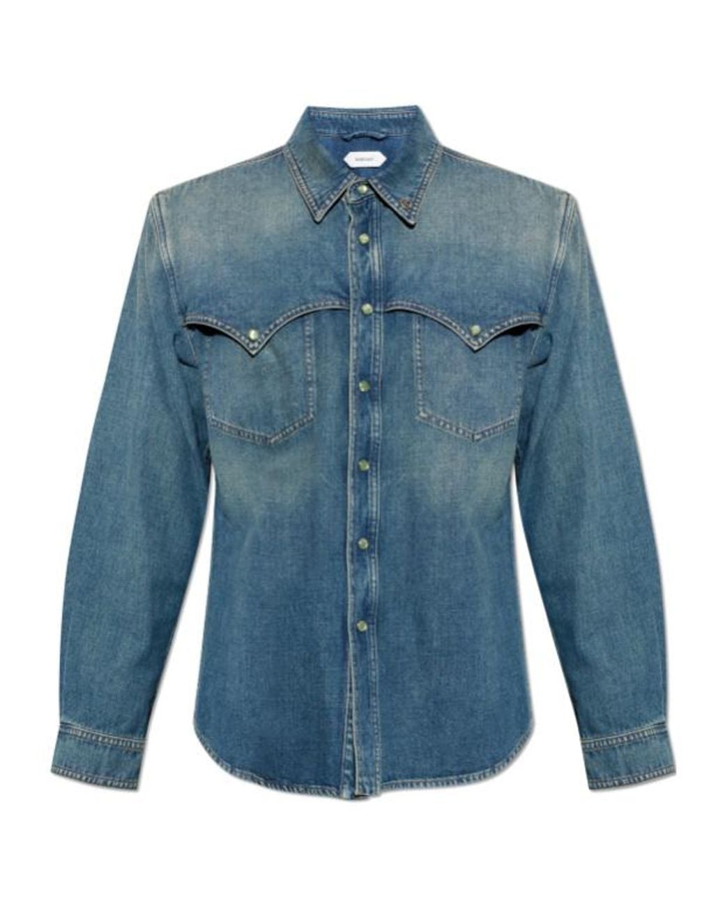 Versace Blue Button-Up Denim Shirt for men