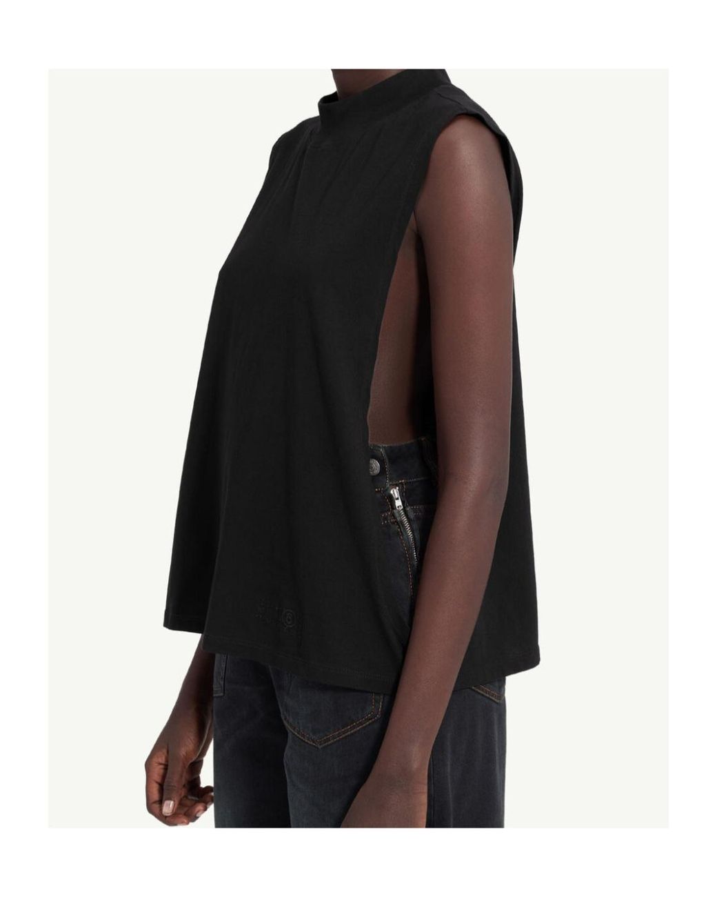 MM6 by Maison Margiela Black Cotton Jersey Sleeveless Top