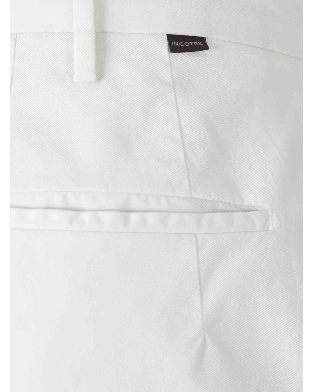Incotex White Tailored Chino Trousers for men