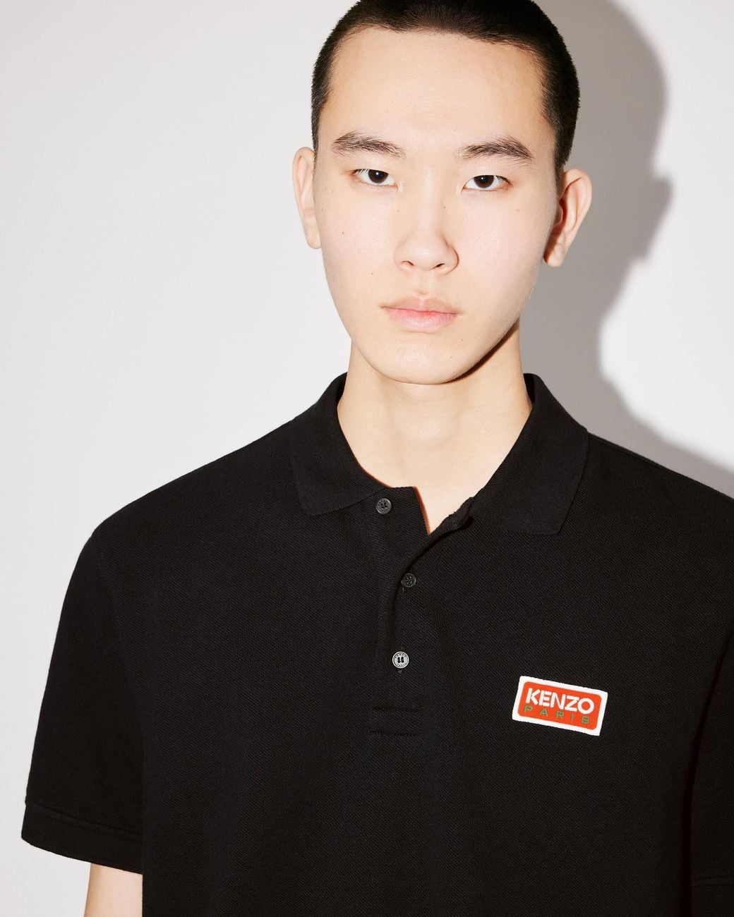 KENZO Black Logo Embroidered Short-Sleeved Polo Shirt for men