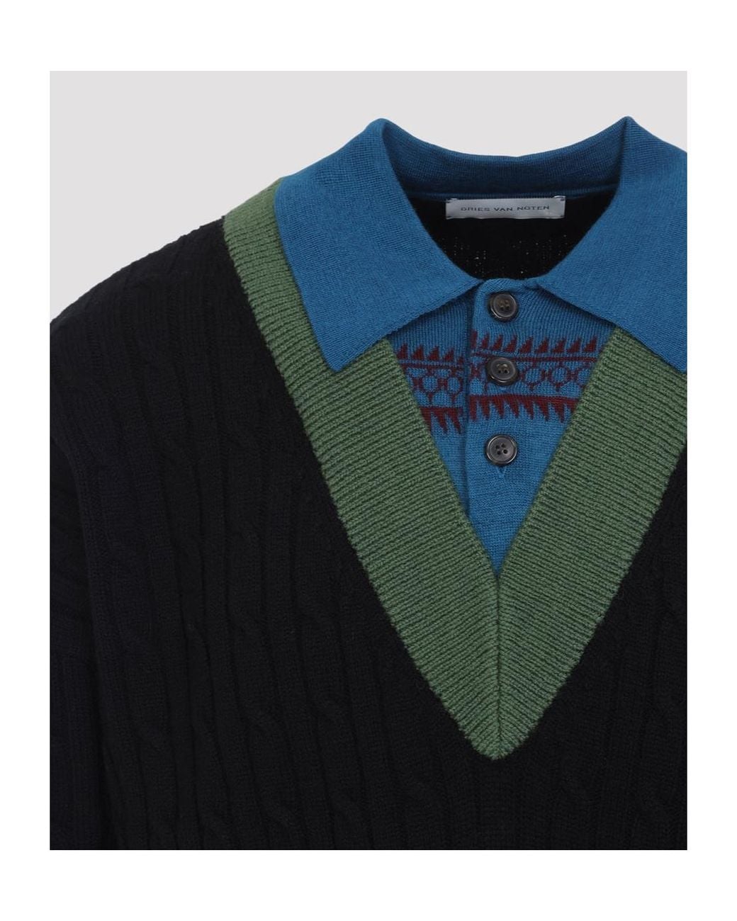 Dries Van Noten Black Long-Sleeved Sweater for men