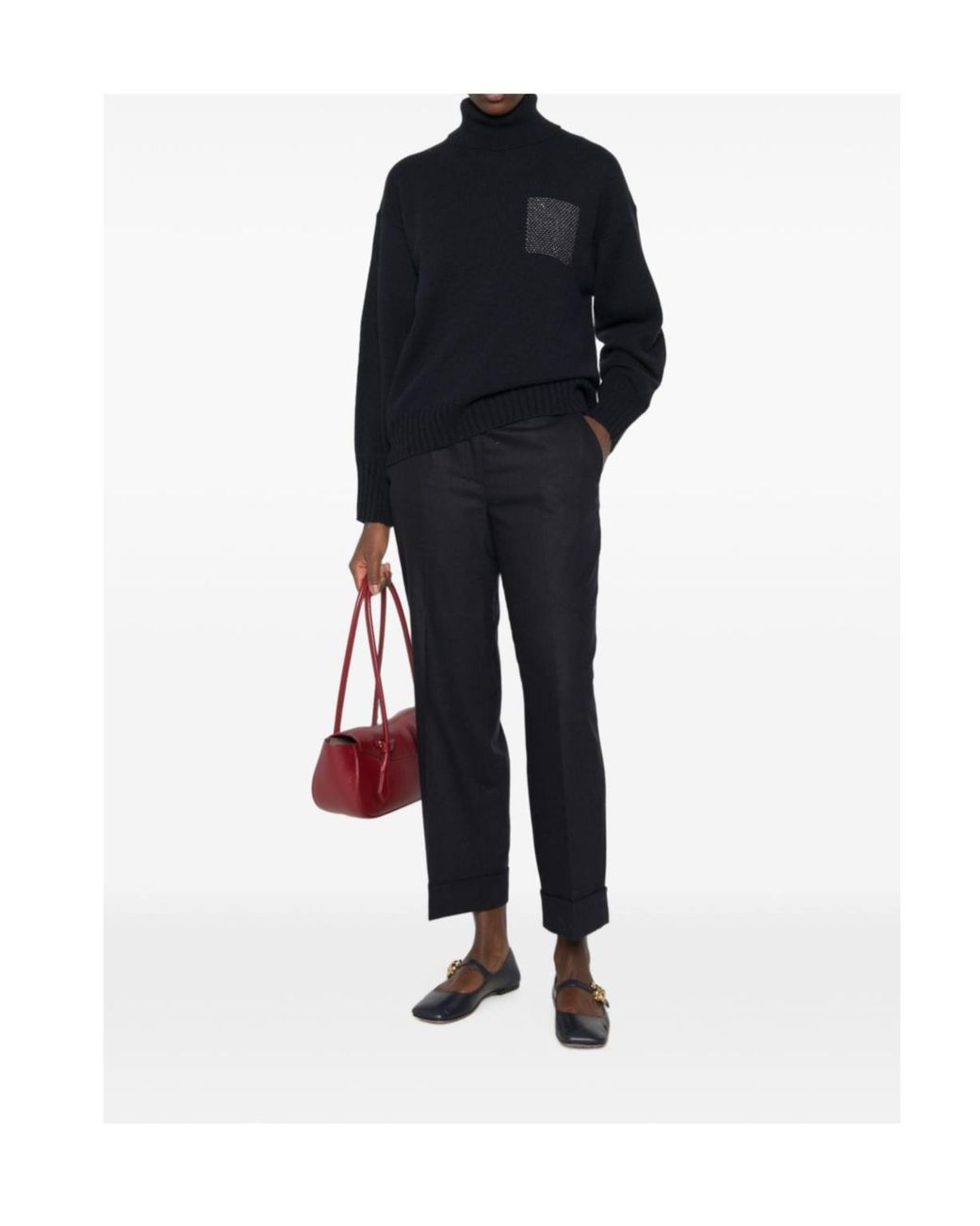Peserico Blue Pressed-Crease Turned-Up Trousers