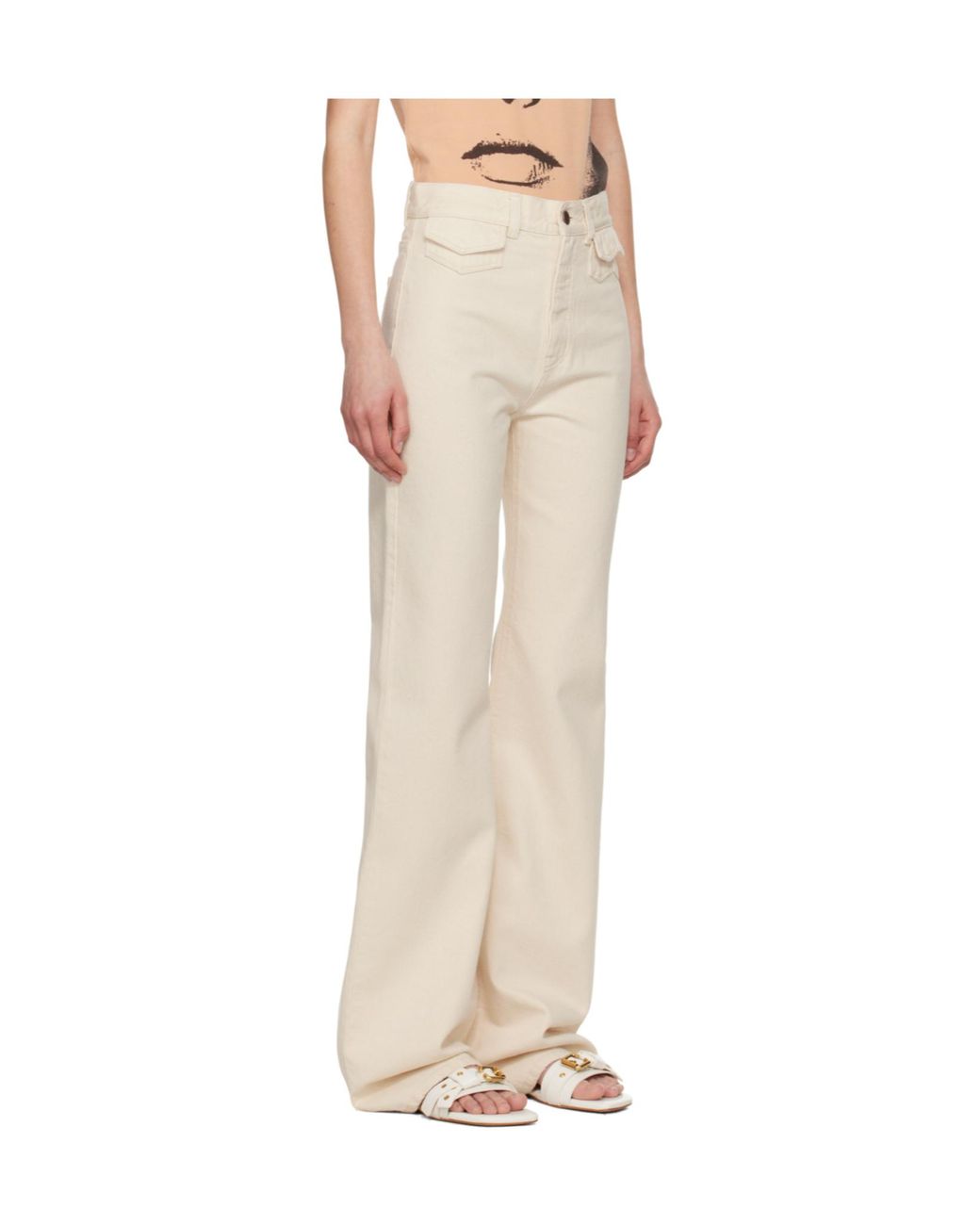 Chloé White Chloé High-Waisted Flared Jeans