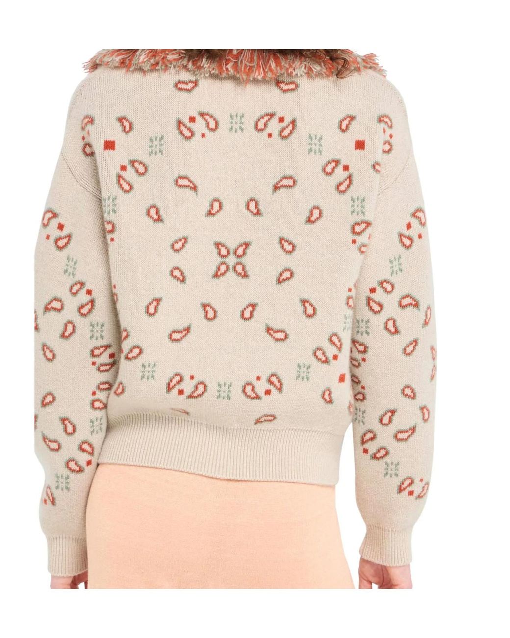 Alanui Natural Bandana Jacquard Cardi-Bomber Style Cardigan