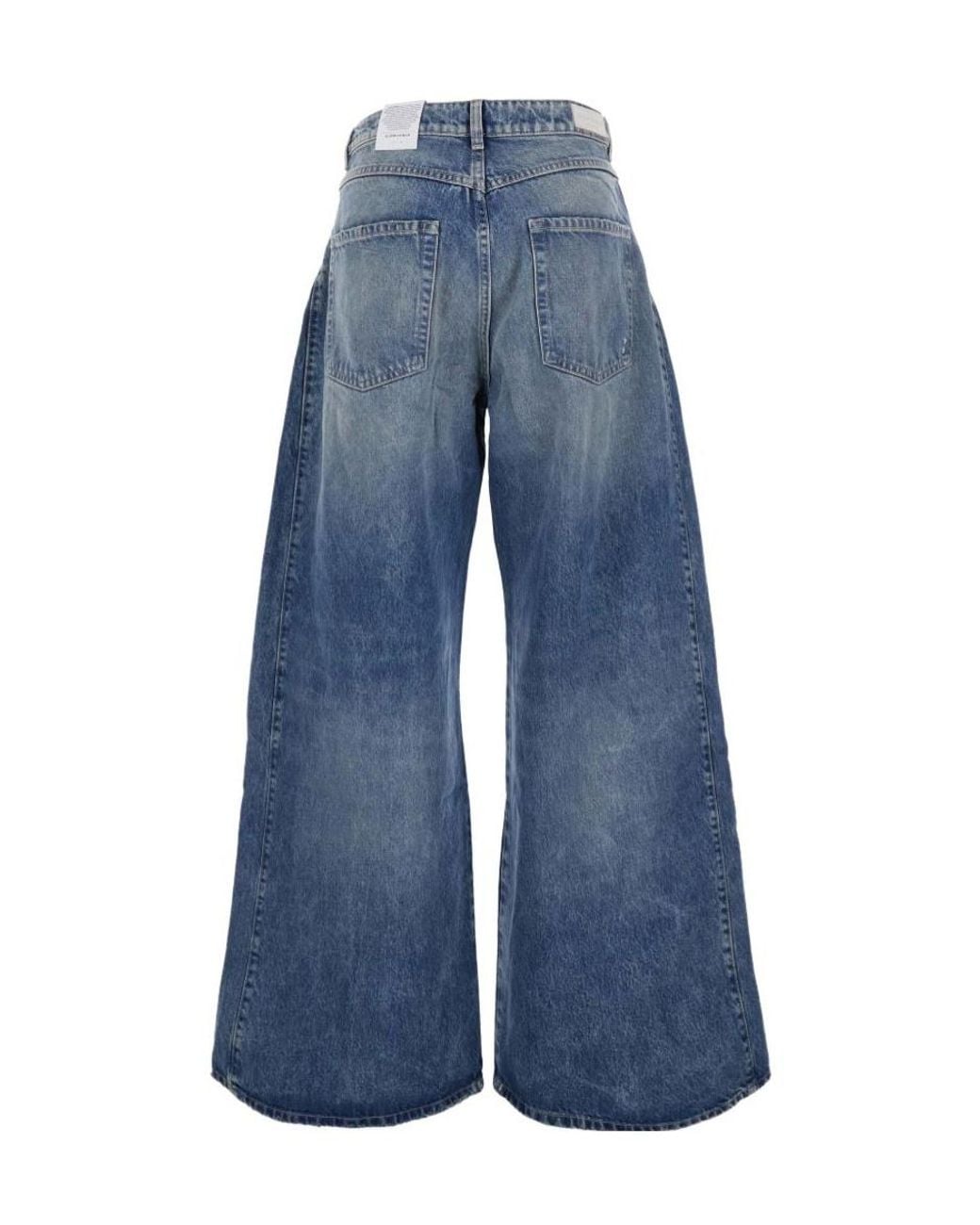 ICON DENIM Blue High-Waisted Wide-Leg Jeans