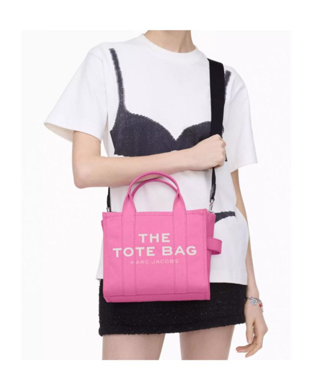 Marc Jacobs Pink Logo Printed Zip-Up Small Tote Bag
