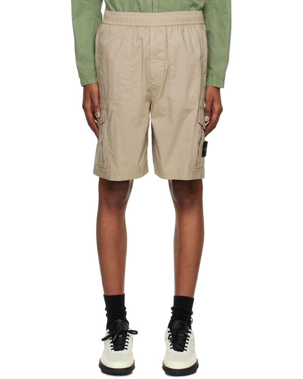 Stone Island Gray Compass Badge Bermuda Shorts for men