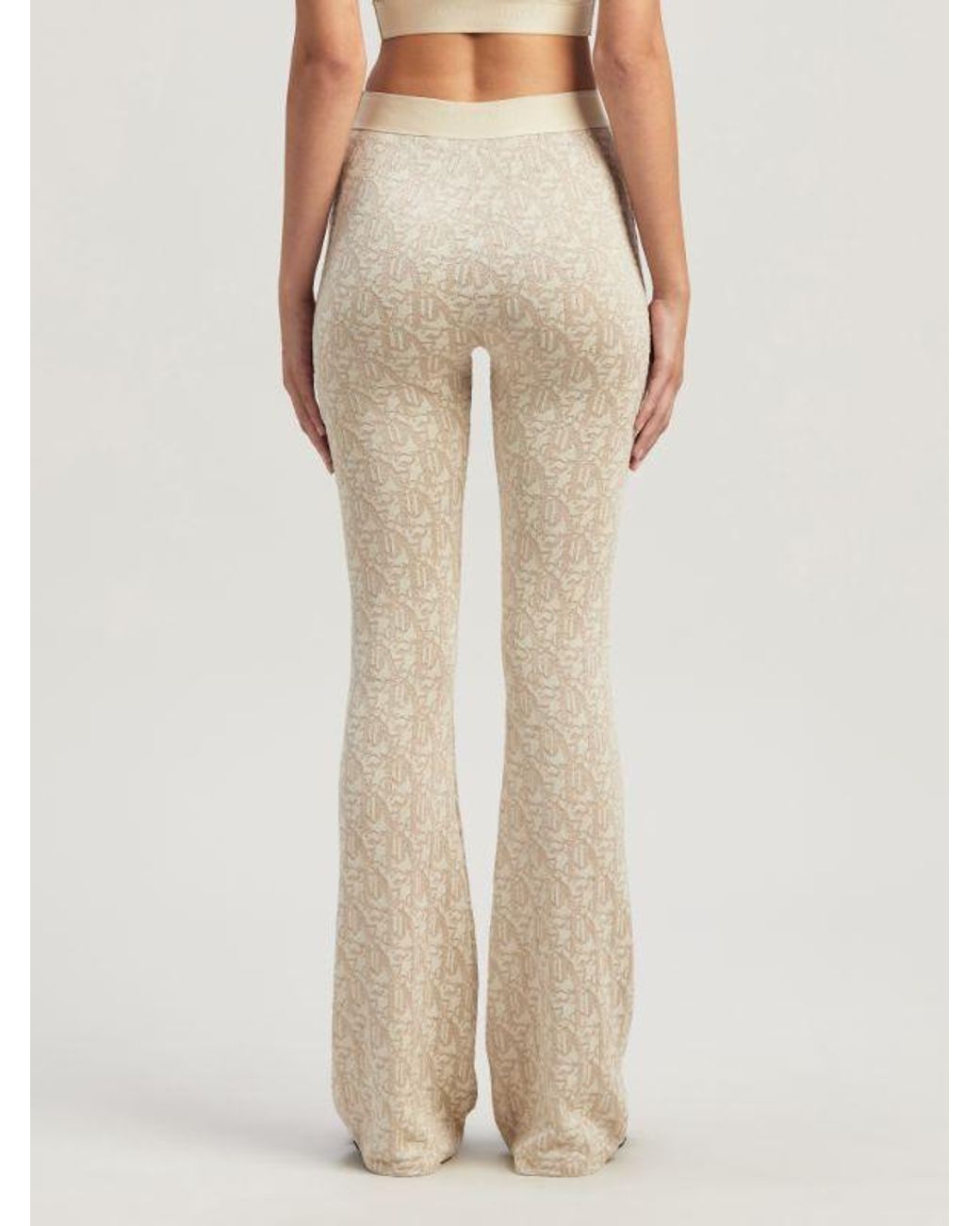 Palm Angels Natural Monogram Jacquard Knitted Pants