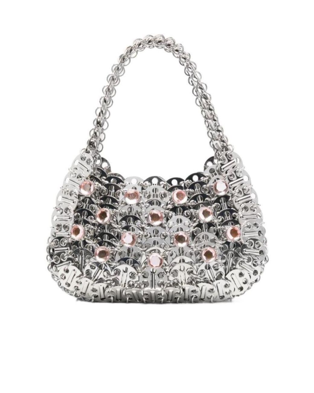 Rabanne White Small 1969 Moon Shoulder Bag