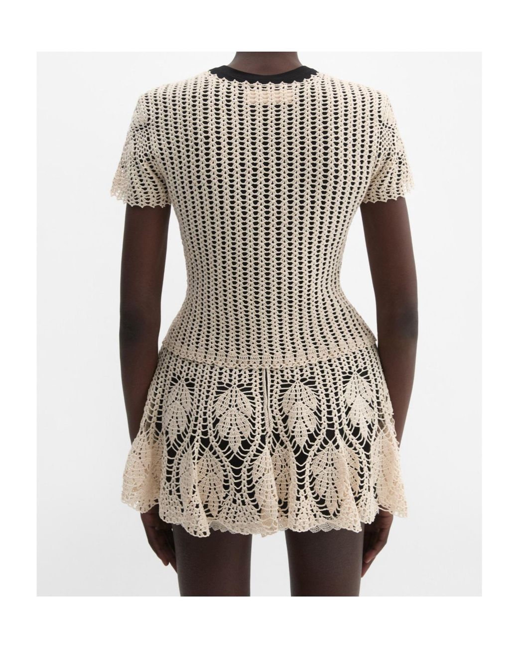 Magda Butrym Natural Mini Skirt With Crochet Overlay