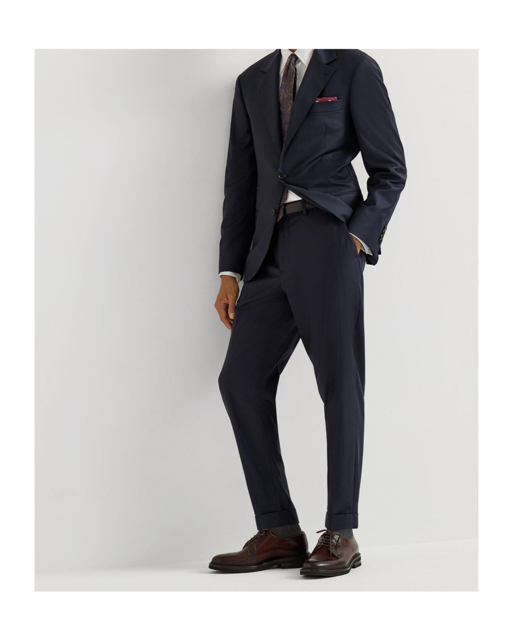 Brunello Cucinelli Blue Super 150S Virgin Wool Four Season Batavia Trousers for men
