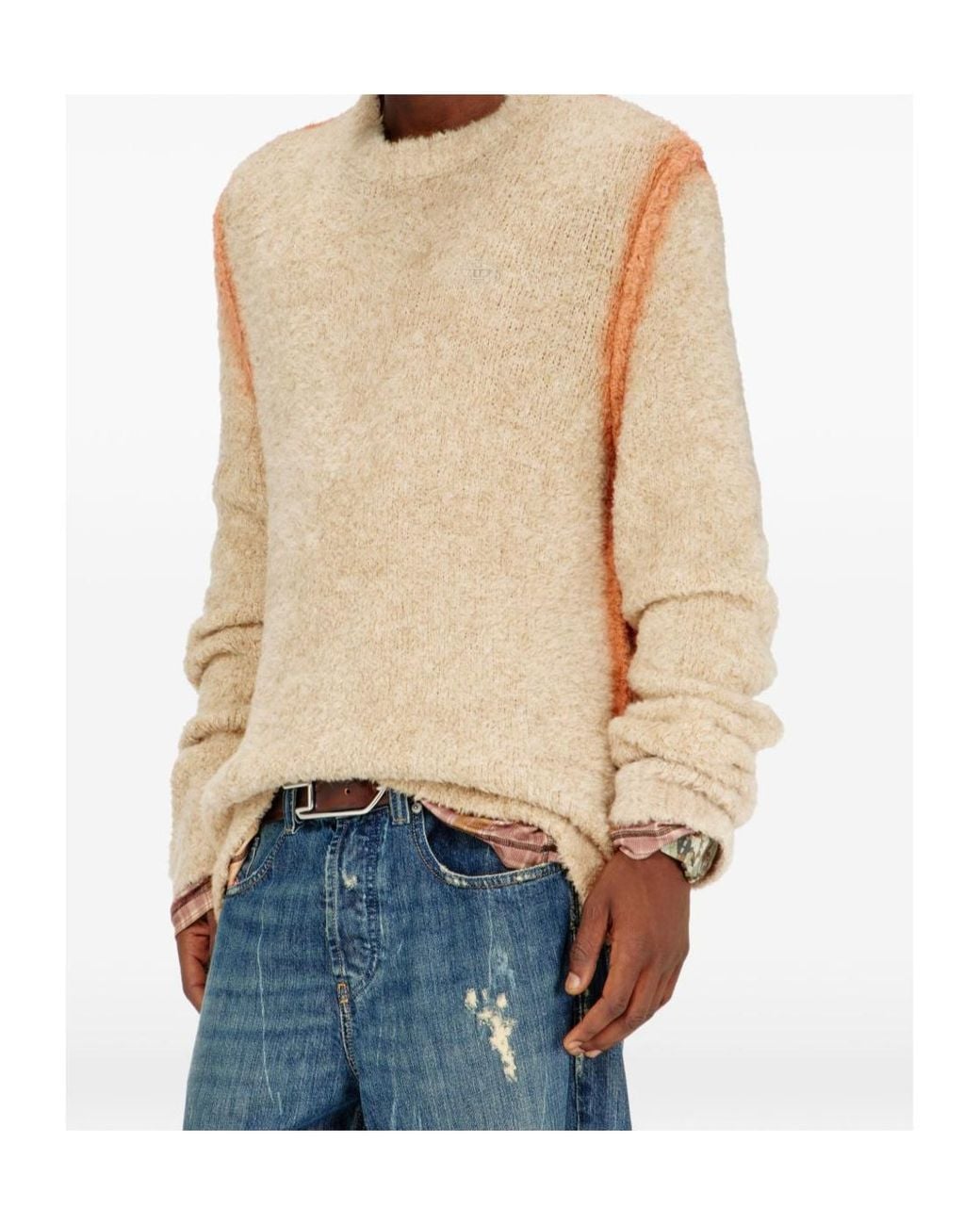 DIESEL Natural Alpaca-Blend Jumper With Spray-Dyed Seams for men