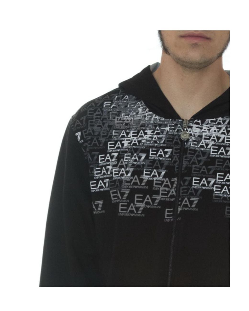 EA7 Black Logo Zipper Casual Jacket for men