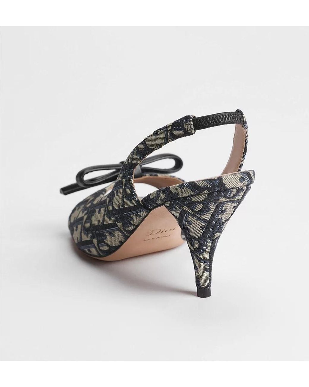 Dior Metallic Bow Heeled Slingback Sandal