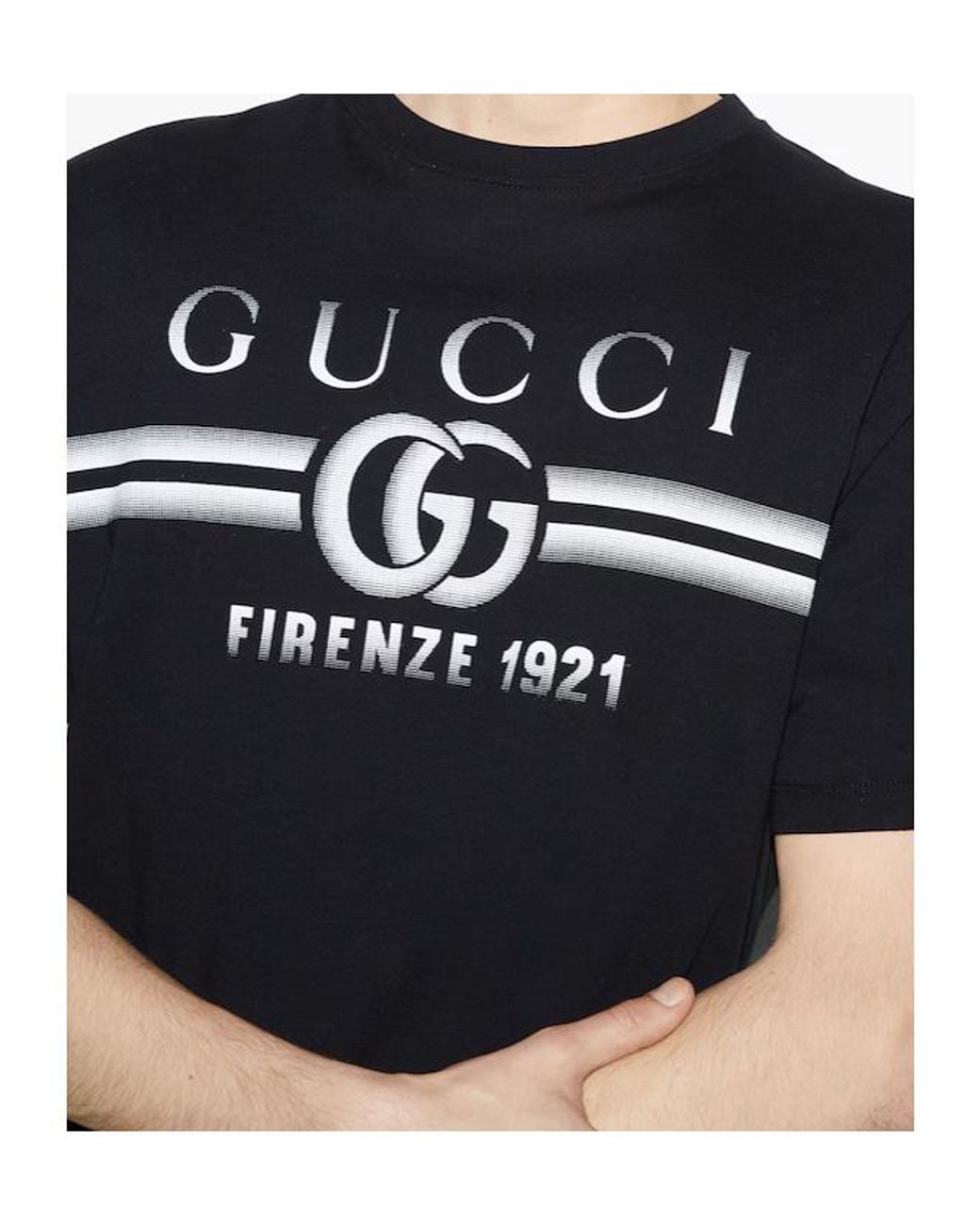Gucci Black Logo Printed Jersey T-Shirt for men