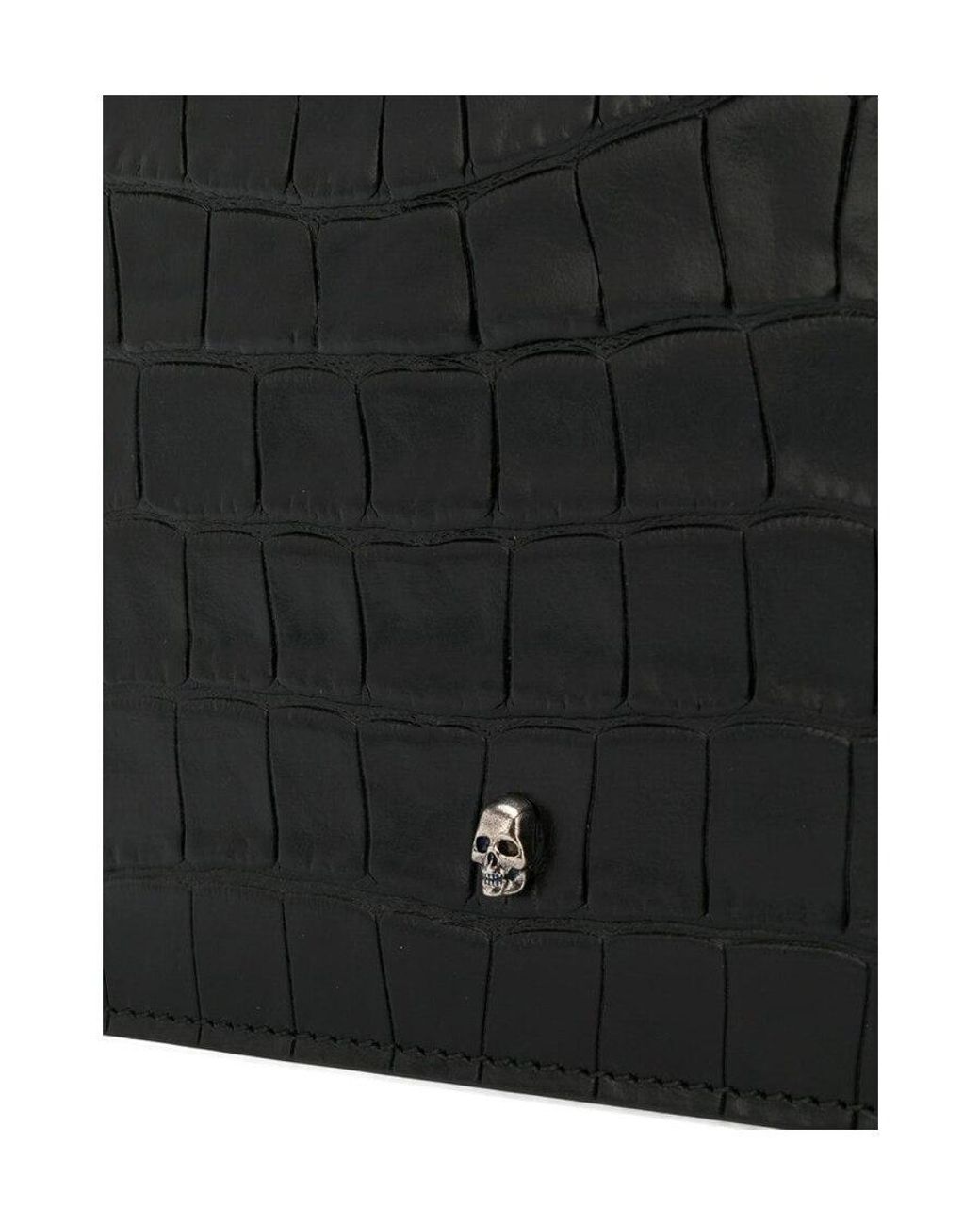 McQueen Black Crocodile Tattoo Handbag for men