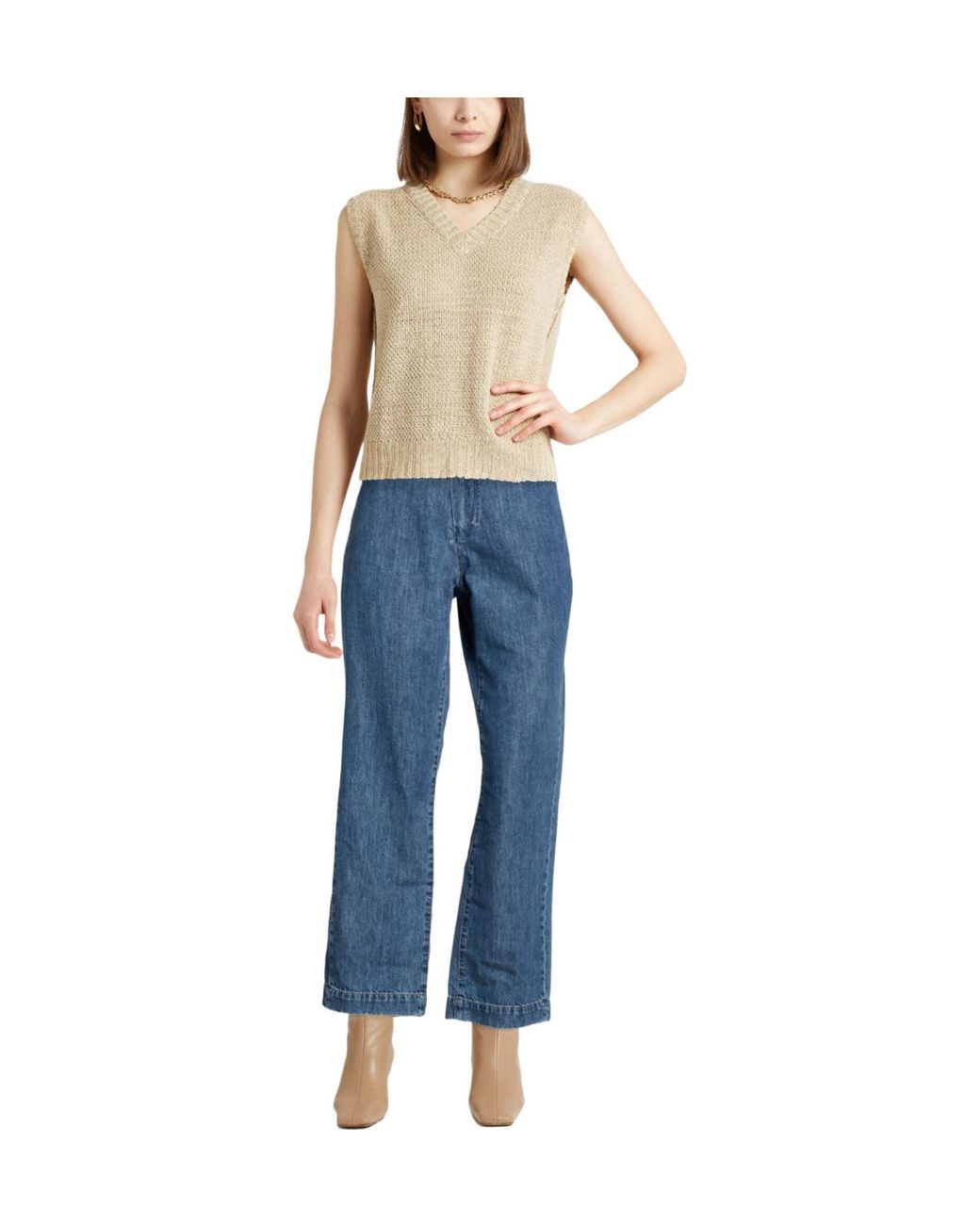 Max Mara Blue Solid Color Denim Trousers
