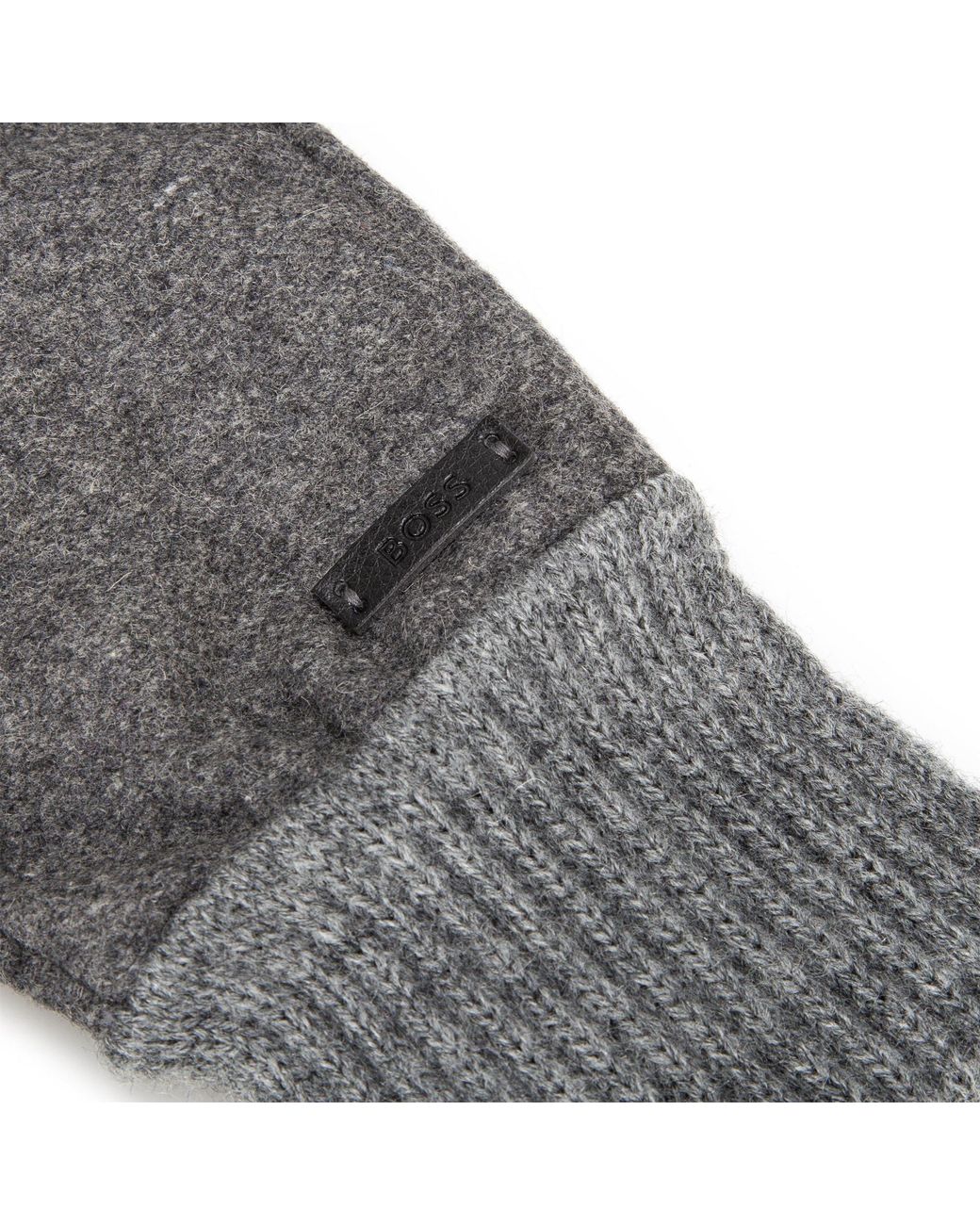 Boss Gray Minimalist Warm Gloves for men