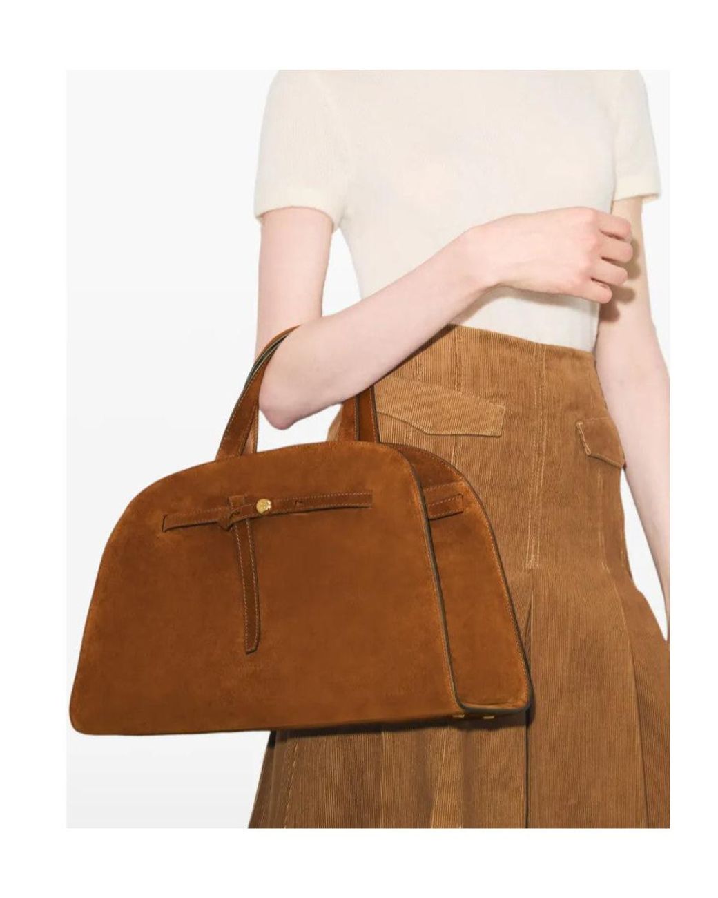 Tory Burch Brown Romy Suede Bauletto Tote Bag
