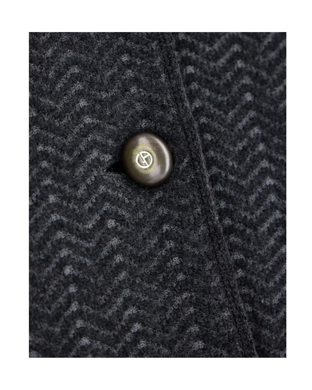 Giorgio Armani Gray Herringbone Cashmere Knit Jacket With Stand Collar