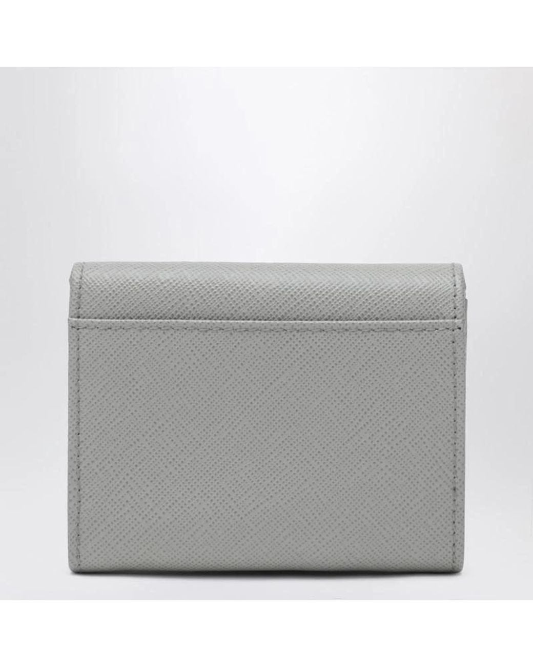 Prada Gray Triangle-Logo Tri-Fold Wallet