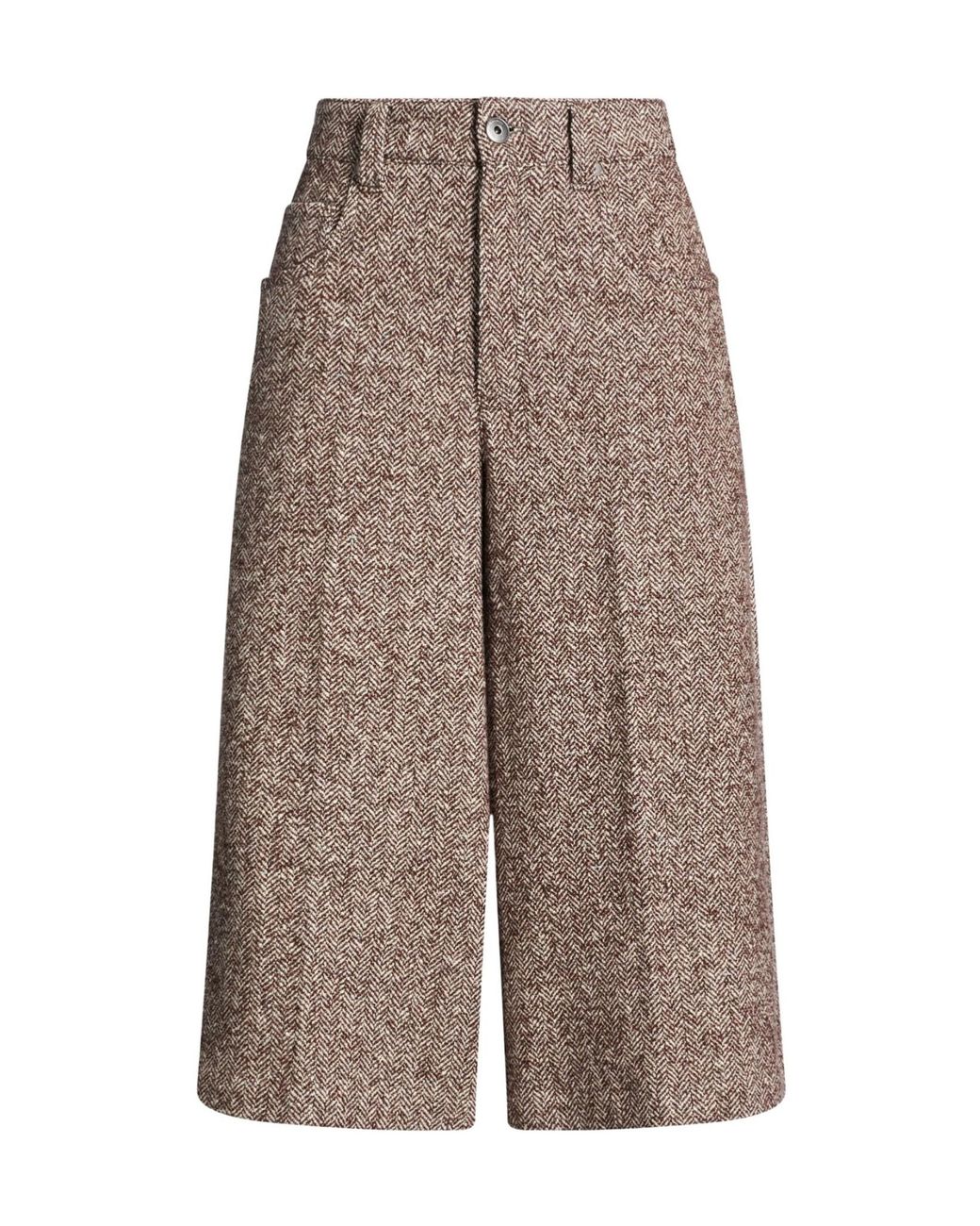Brunello Cucinelli Gray Herringbone Wideleg Trousers