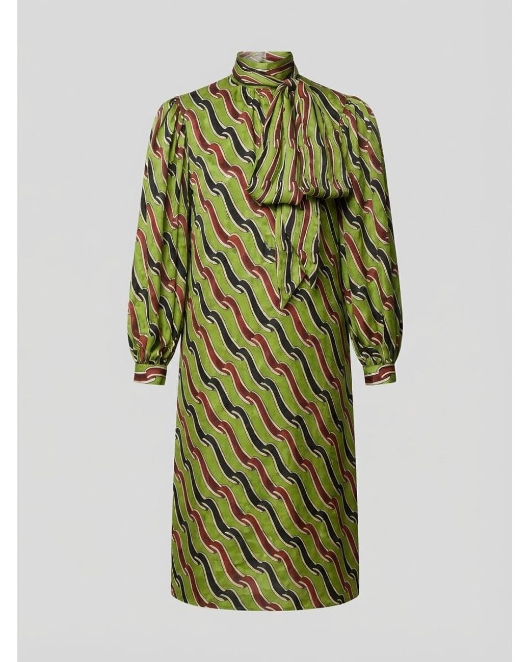 Gucci Green Printed Silk Dress