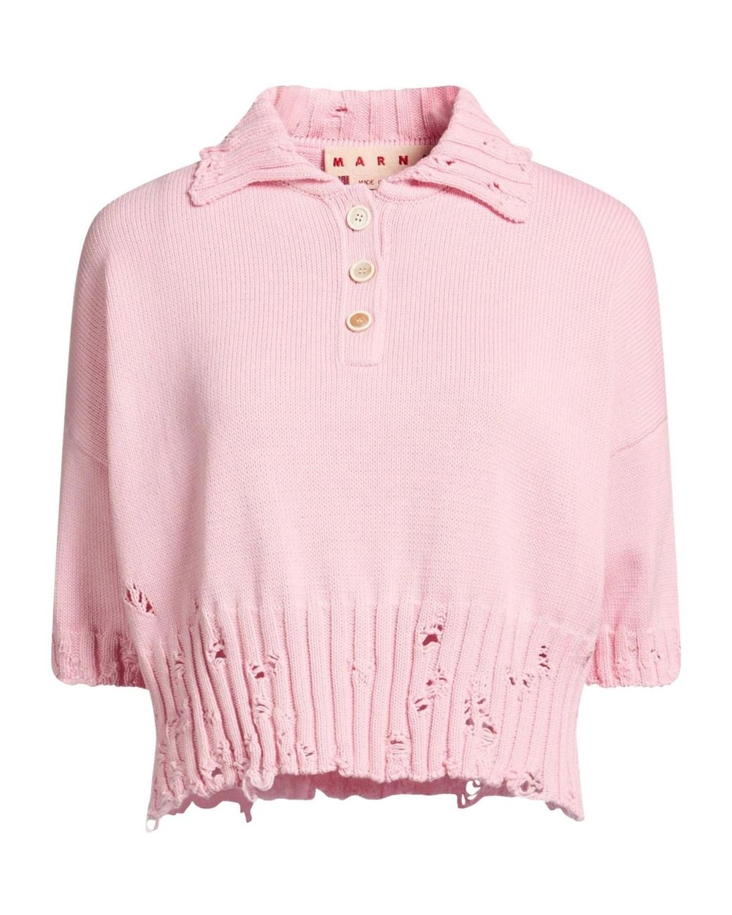 Marni Pink Solid-Color Short-Sleeved Sweater