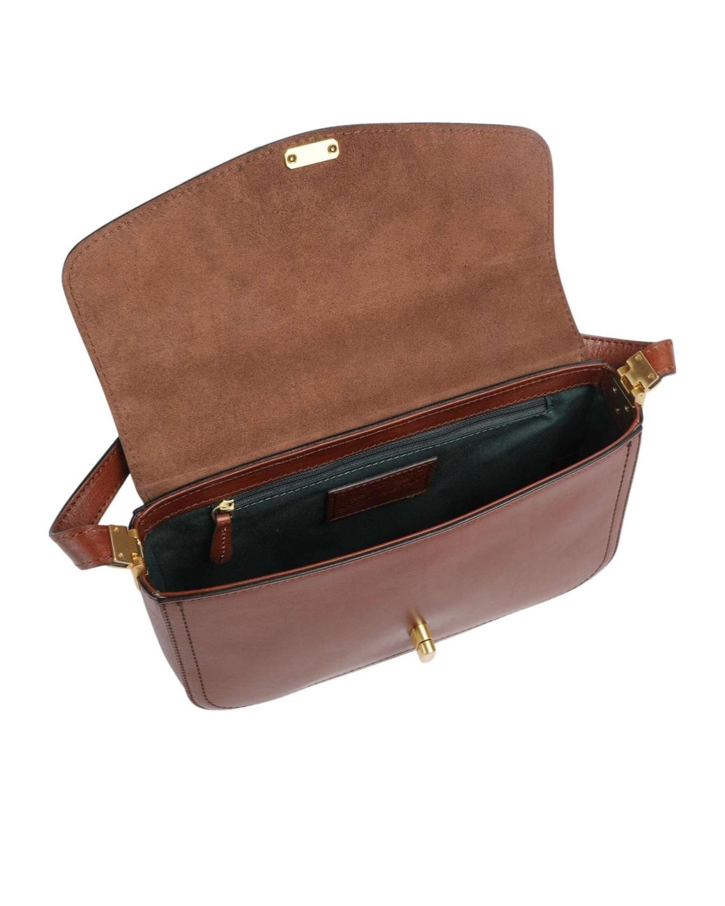 The Bridge Brown Mia Twist-Lock Leather Tote Bag