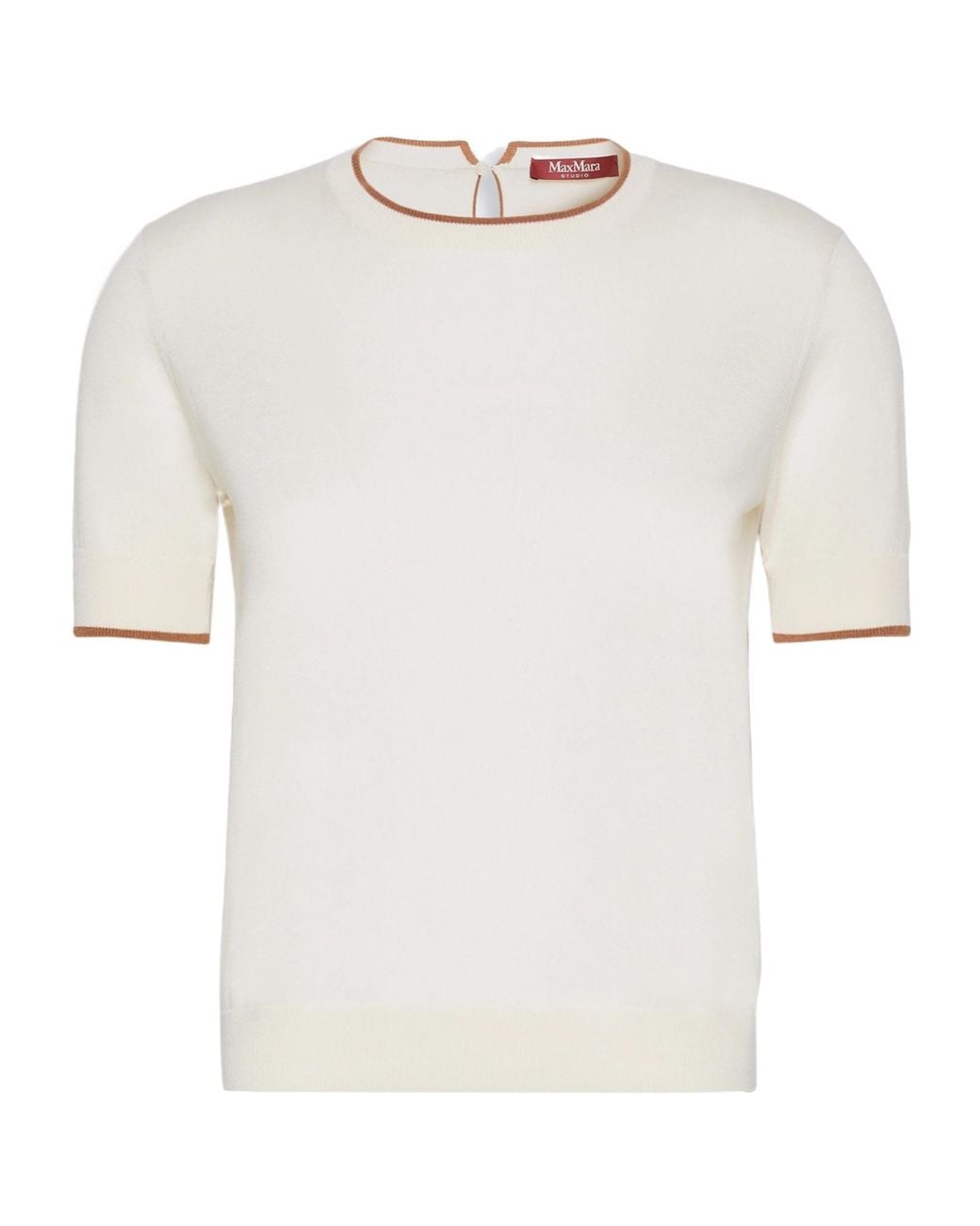 Max Mara White Contrast-Trim Short-Sleeve Top
