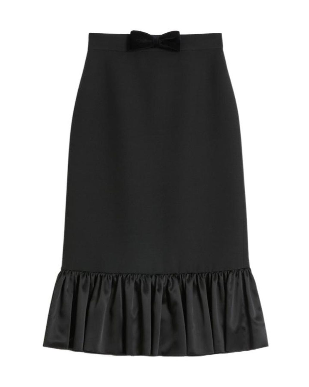 Valentino Black Bow Detailed Ruffled Hem Skirt