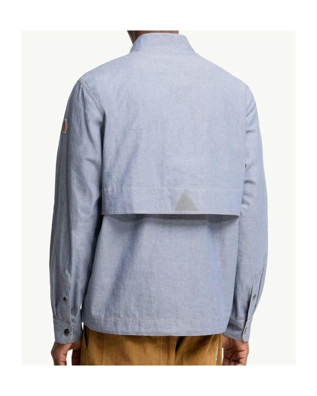 Moncler Blue Chambray Long Sleeve Shirt for men