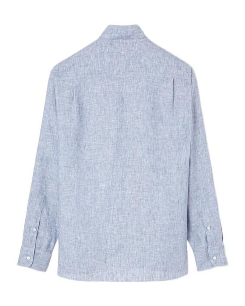 Loro Piana Blue Andre Button-Fastening Linen Shirt for men