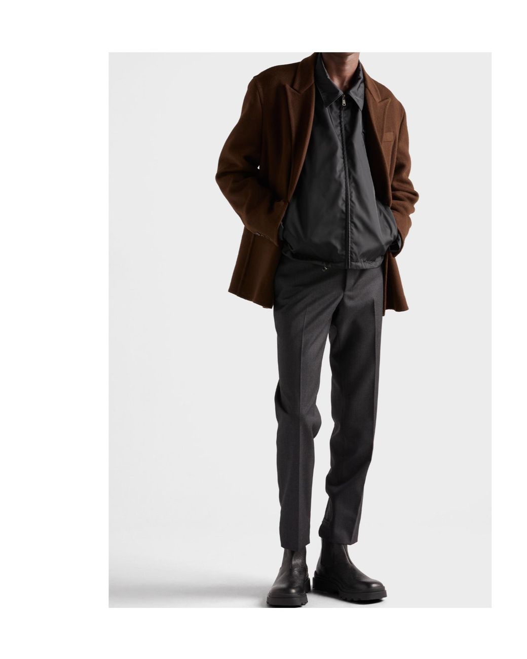 Prada Black Triangle-Patch Zipped Jacket for men